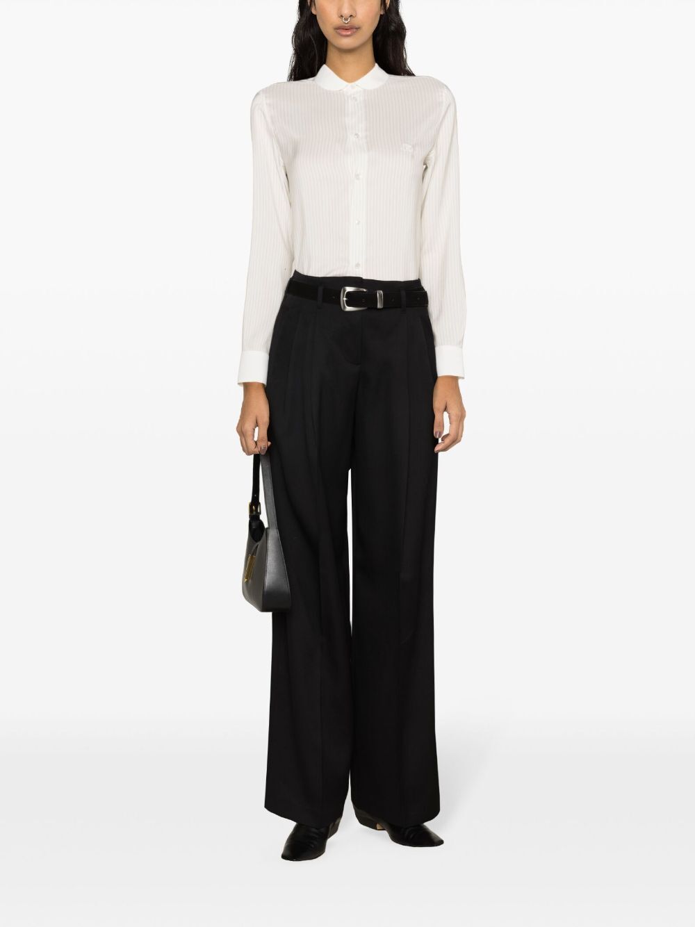 GOLDEN GOOSE Wide Leg Pants in Light Dry Wool Gabardine