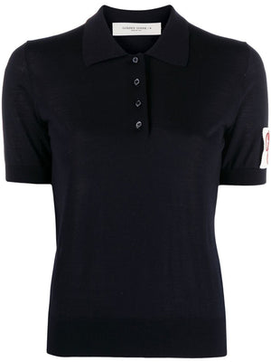 GOLDEN GOOSE Knit Short Sleeve Polo in Merino Wool