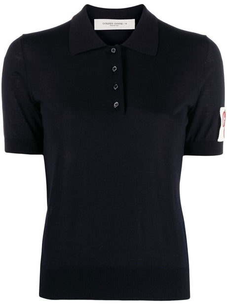 GOLDEN GOOSE Knit Short Sleeve Polo in Merino Wool