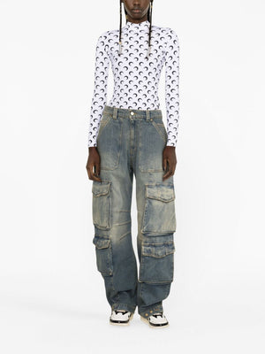 GOLDEN GOOSE Irina Cargo Trousers in Blue, Cotton Denim for Women - FW24