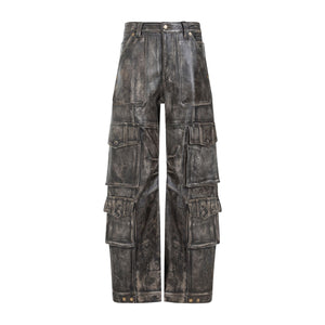 GOLDEN GOOSE Brown Leather Cargo Pocket Pants for Women in SS24