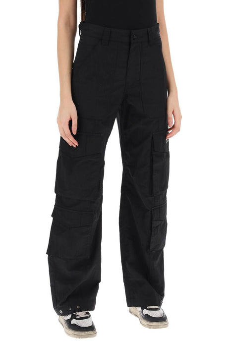 GOLDEN GOOSE Black Ripstop Cargo Pants with Gusset Pockets for Women