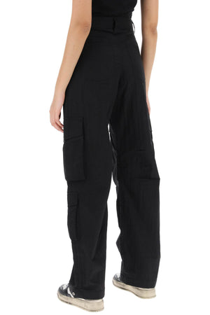 GOLDEN GOOSE Black Ripstop Cargo Pants with Gusset Pockets for Women