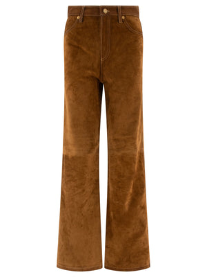 GOLDEN GOOSE Melany High-Rise Leather Pants in Brown