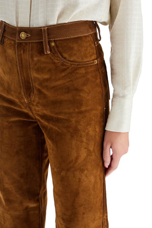 GOLDEN GOOSE Luxurious Suede Leather Straight-Leg Pants