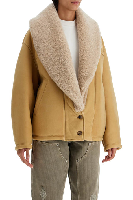 GOLDEN GOOSE Oversized Shearling Jacket with Scarf Collar - Size 40