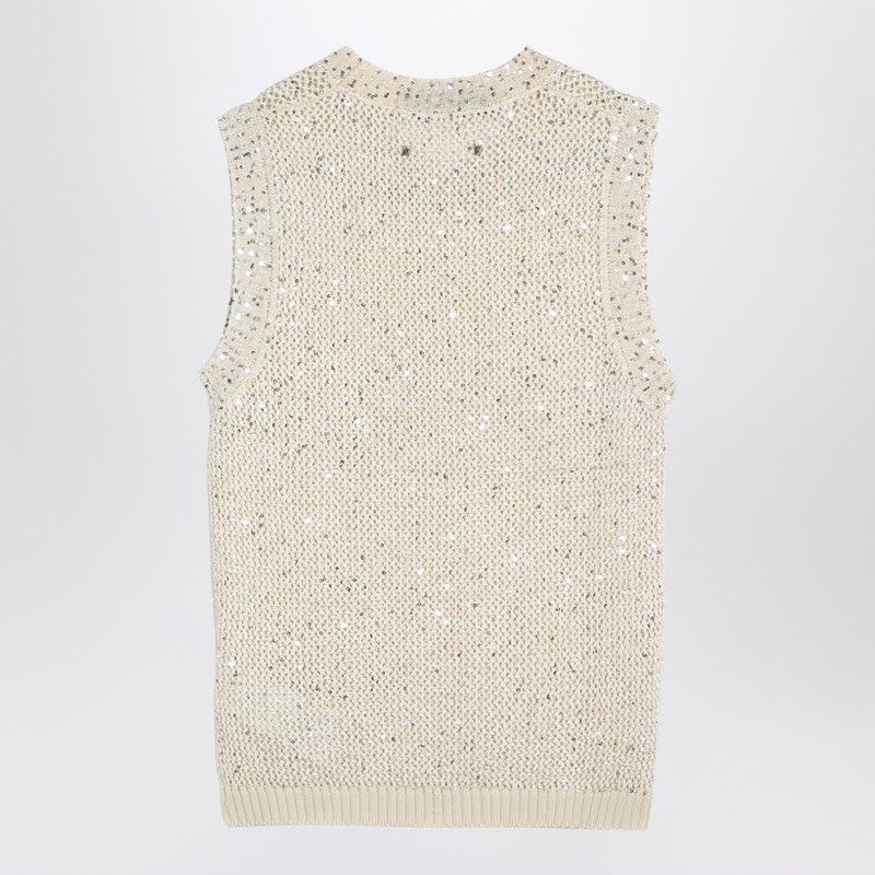 GOLDEN GOOSE Ivory Shimmer Knit Vest