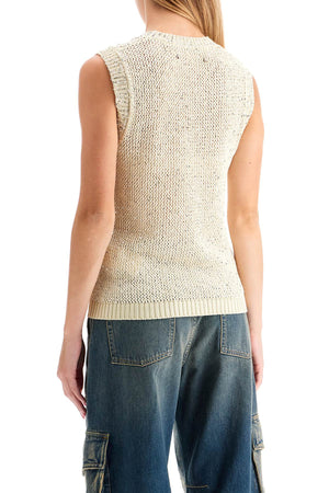 GOLDEN GOOSE Ivory Shimmer Knit Vest