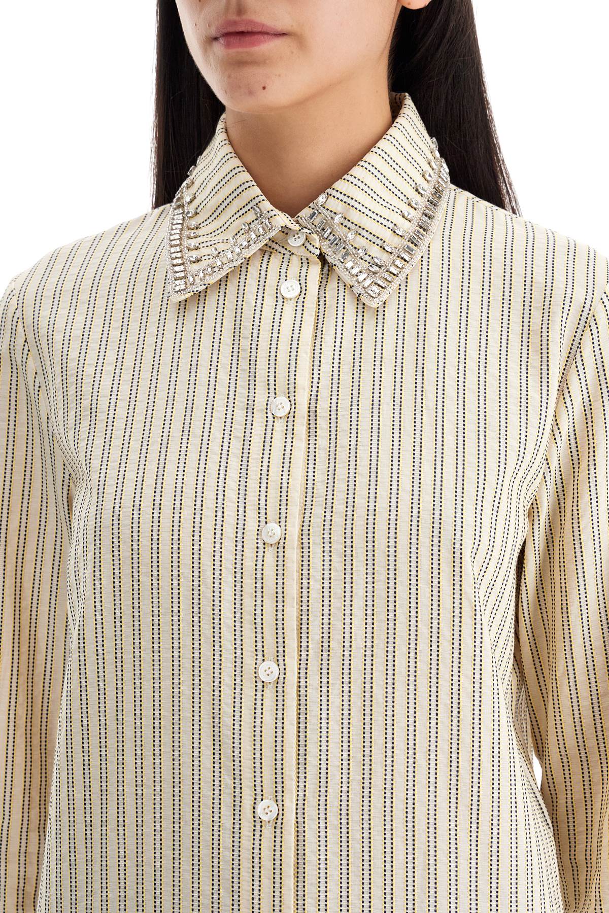 GOLDEN GOOSE Crystal-Embellished Striped Long-Sleeve Shirt