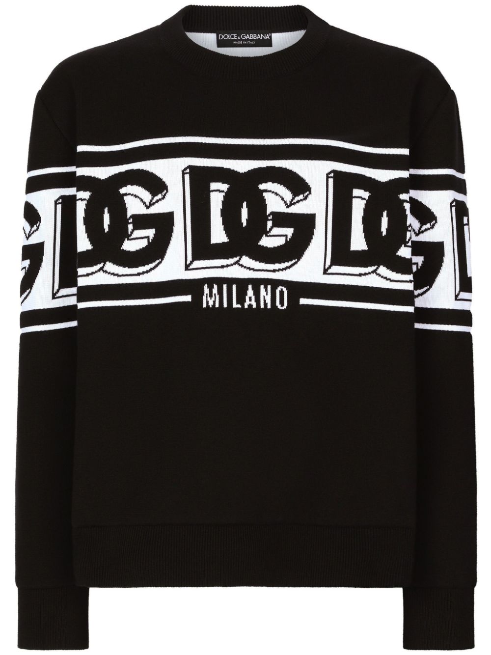 DOLCE & GABBANA Timeless Intarsia Knit Logo Jumper for Men