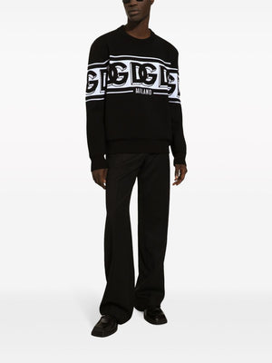 DOLCE & GABBANA Timeless Intarsia Knit Logo Jumper for Men