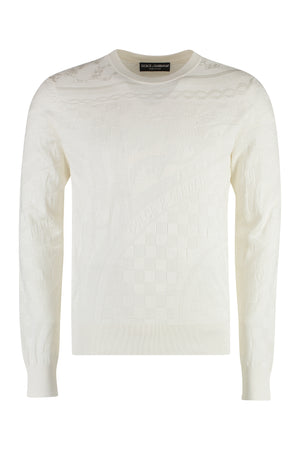 DOLCE & GABBANA Luxurious Ivory Men's Crew-Neck Sweater for FW23