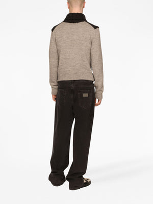 DOLCE & GABBANA Men's Grey Wool Turtleneck Sweater for FW24