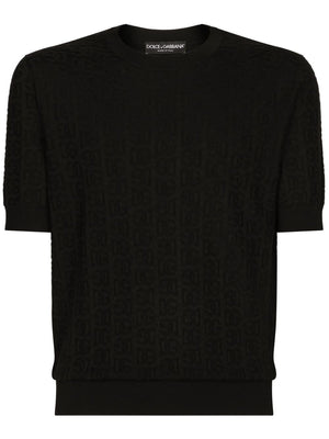 DOLCE & GABBANA Elegant Black Silk Crew Neck Top