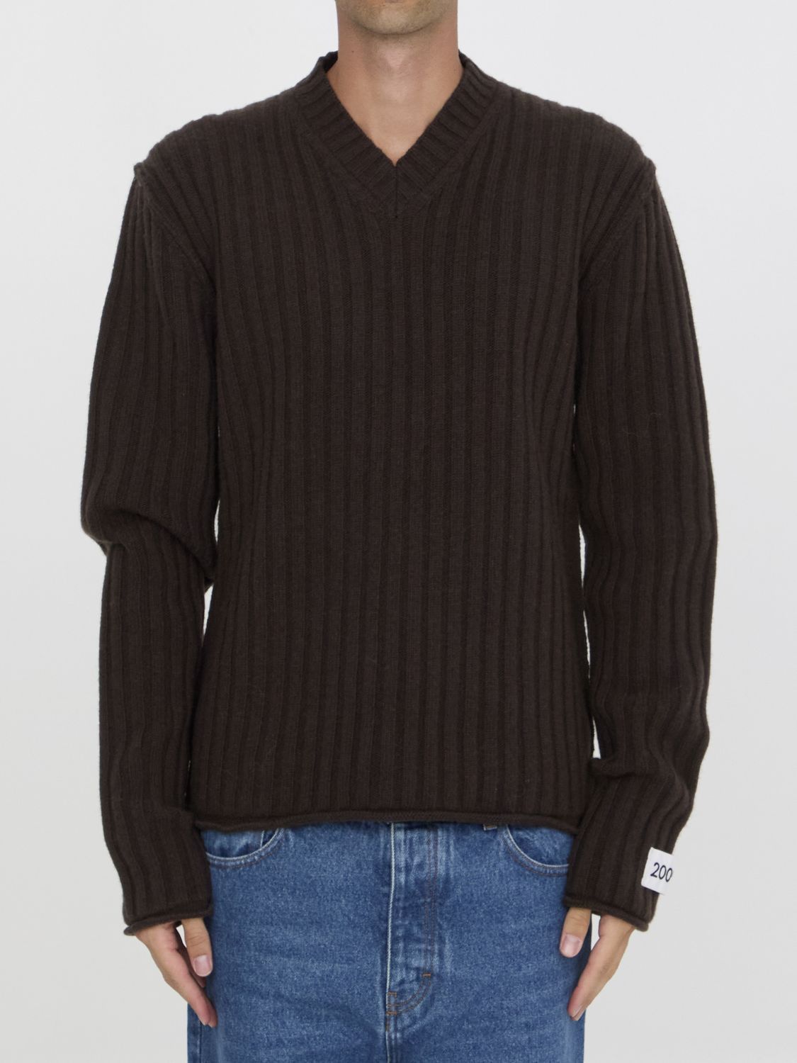 DOLCE & GABBANA Men's V-Neck Ribbed Wool Sweater