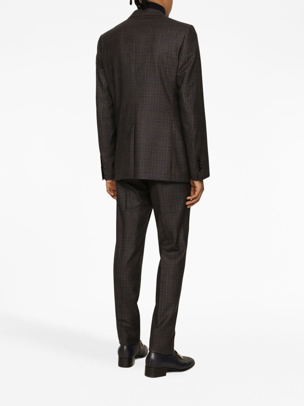 DOLCE & GABBANA Men's Check Wool Trousers in Brown