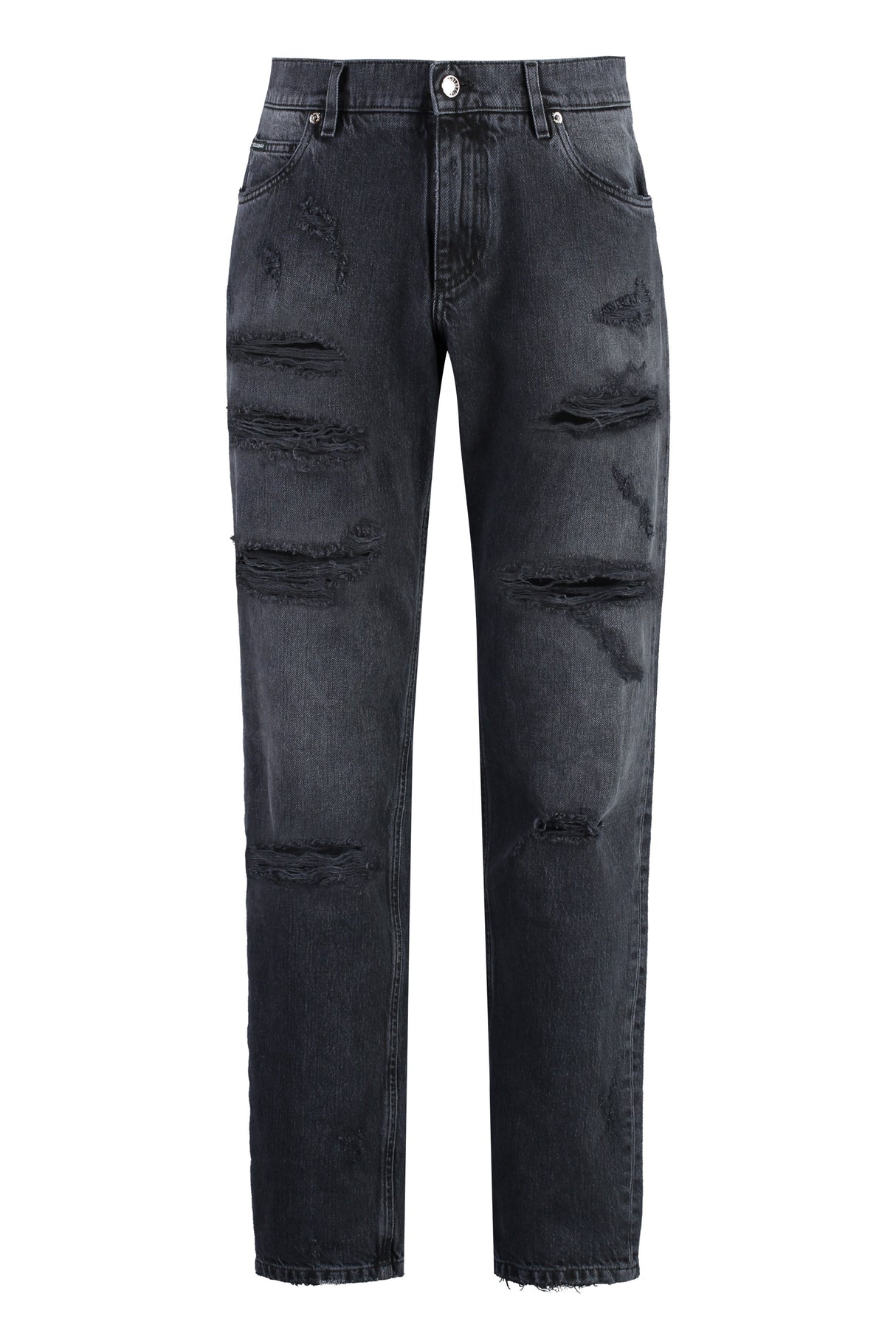 DOLCE & GABBANA Men's Black Distressed Jeans - SS24 Collection