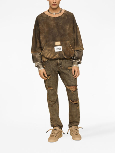 DOLCE & GABBANA Men's Ripped Acid-Wash Jeans - FW23 Collection