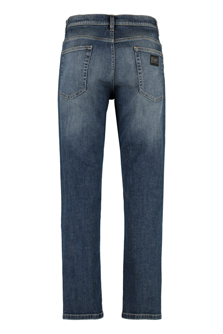 DOLCE & GABBANA Loose-Fit Contrast Stitching Custom Jeans for Men - Denim