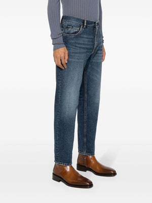 Blue Denim Straight Leg Jeans cho Nam