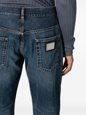 Blue Denim Straight Leg Jeans cho Nam