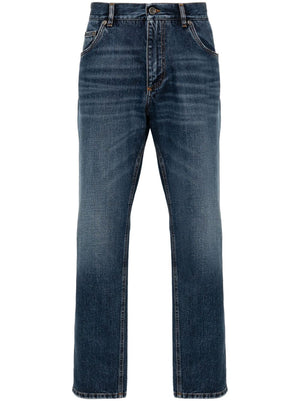 Blue Denim Straight Leg Jeans cho Nam