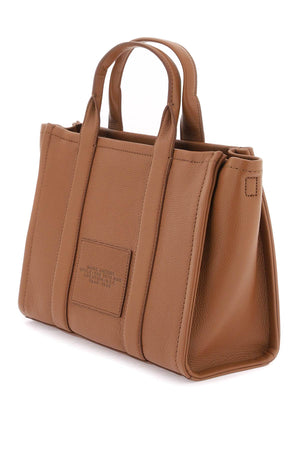 MARC JACOBS Medium Leather Tote with Detachable Strap and Gold Accents - Brown