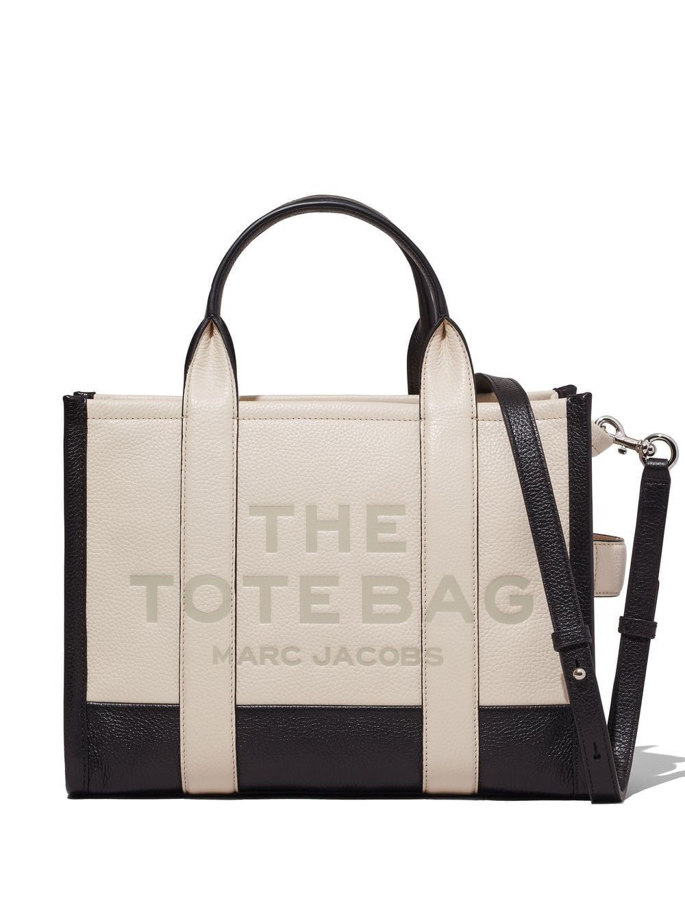 MARC JACOBS White Leather Medium Tote Shoulder Bag SS24