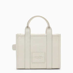 MARC JACOBS White Leather Small Tote with Detachable Shoulder Strap and Engraved Logo