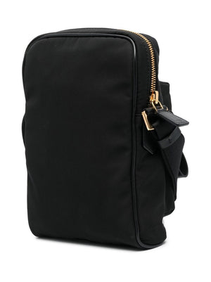 TOM FORD Men's Black Leather Raffia Messenger Handbag for On-the-Go Lifestyle