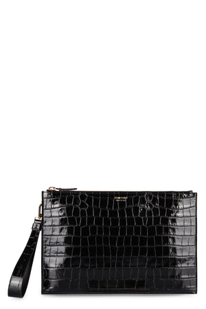 TOM FORD Luxurious Croco-Print Leather Clutch, 26x16x3 cm