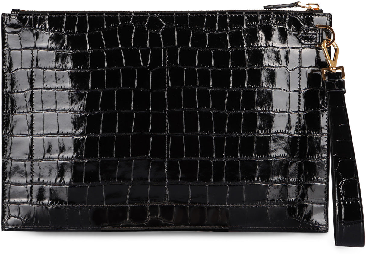 TOM FORD Luxurious Croco-Print Leather Clutch, 26x16x3 cm