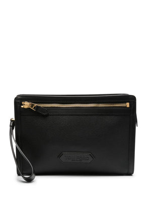 TOM FORD Luxury Zippered Leather Mini Pouch with Wrist Strap