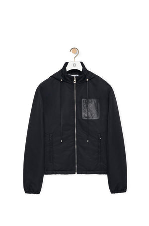 LOEWE Men's Black Hooded Padded Jacket for SS24