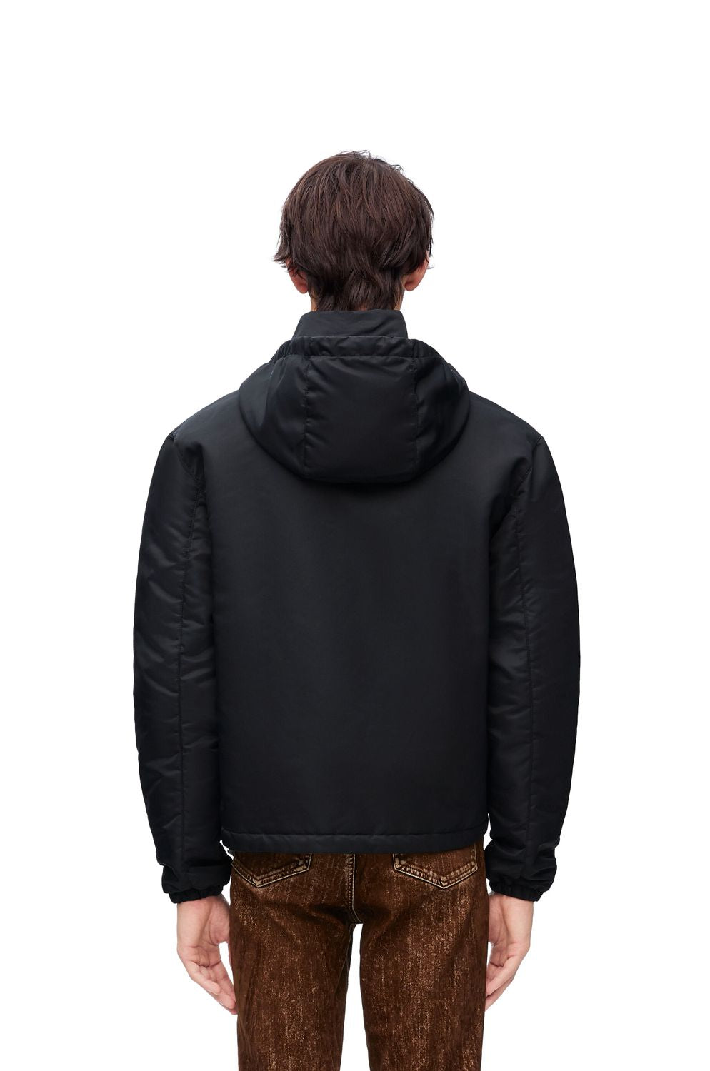 LOEWE Men's Black Hooded Padded Jacket for SS24