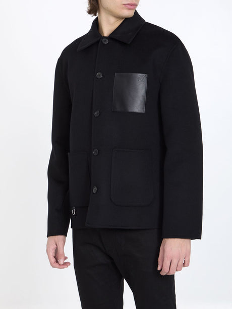 LOEWE Men's Black Cotton Workwear Jacket for SS24