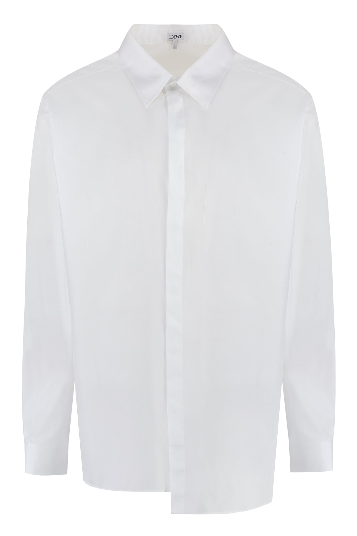 LOEWE Men's White Asymmetrical Cotton Shirt