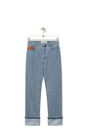 LOEWE Lightweight Cotton Fisherman Turn-Up Jeans for Men in Light Denim for FW23