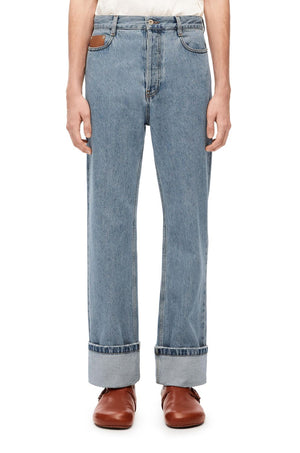 LOEWE Lightweight Cotton Fisherman Turn-Up Jeans for Men in Light Denim for FW23