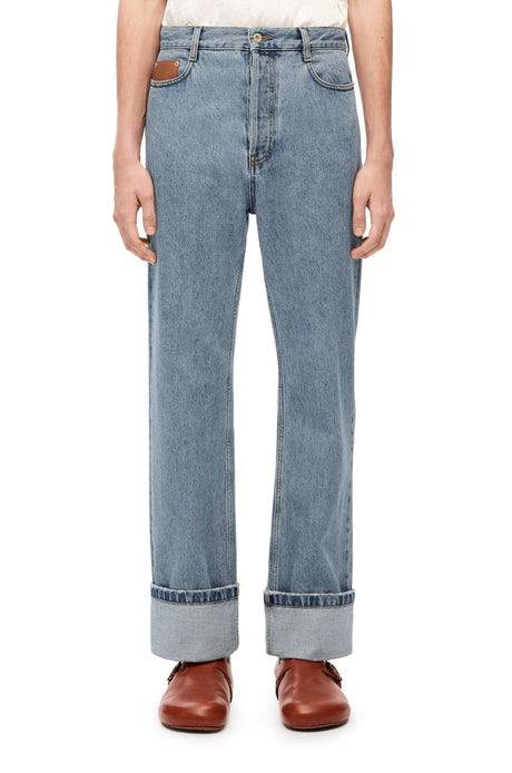 LOEWE Lightweight Cotton Fisherman Turn-Up Jeans for Men in Light Denim for FW23