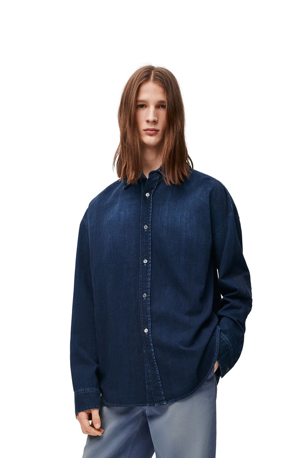 LOEWE Men's Indigo Cotton Overshirt