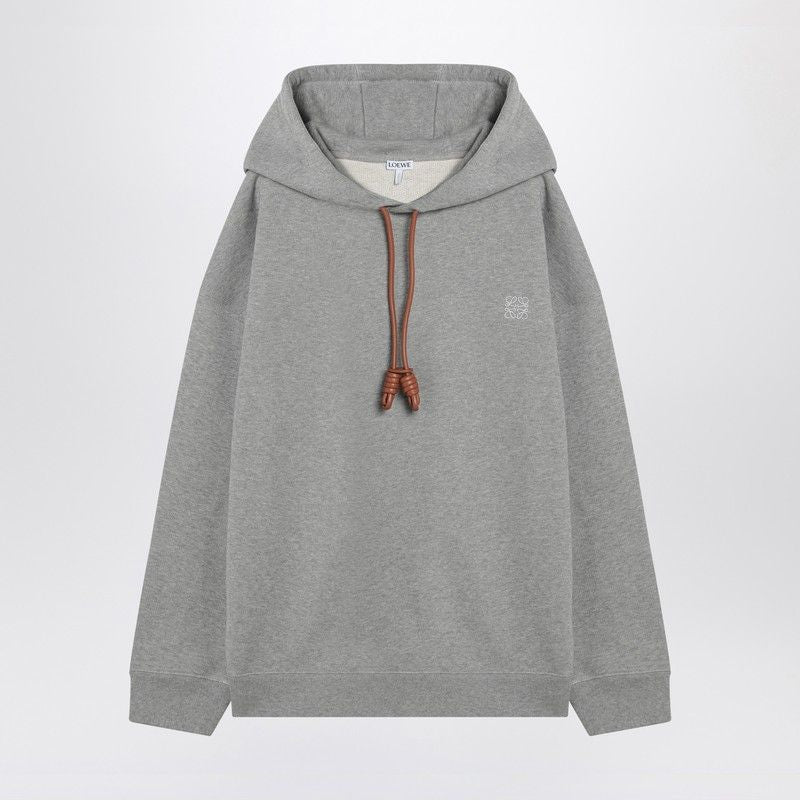 LOEWE Relaxed Fit Hoodie with Leather Drawstring