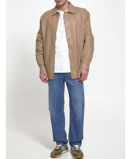 LOEWE Beige Lambskin Puzzle Shirt for Men - SS23 Collection
