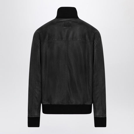 LOEWE Men's Vintage-Effect Leather Bomber Jacket