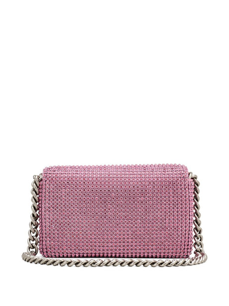 MARC JACOBS Petal Pink Mini Shoulder Bag with Crystal Logo