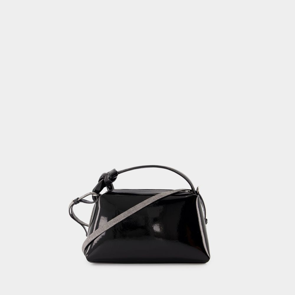 JW ANDERSON The Corner Mini Crossbody in Black Coated Denim