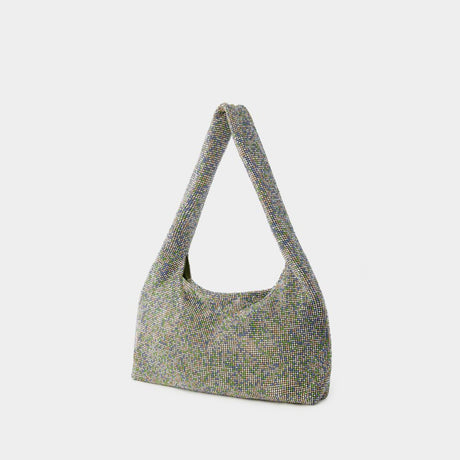 KARA Silver Metallic Crystal Handbag for Women