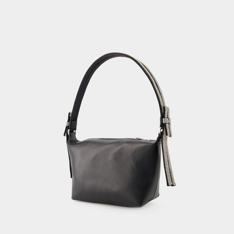 KARA Double Bow Pouch Handbag - Black
