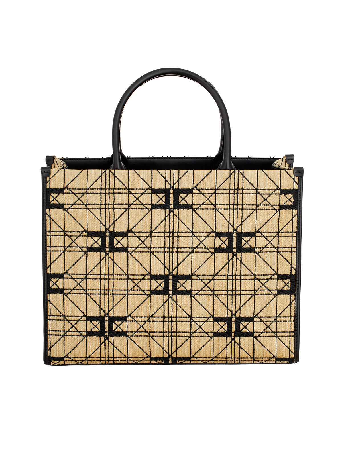 ELISABETTA FRANCHI Chic Beige Raffia Tote Bag