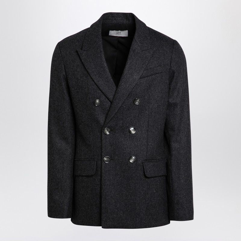 AMI PARIS Elegant Charcoal Wool Double-Breasted Jacket